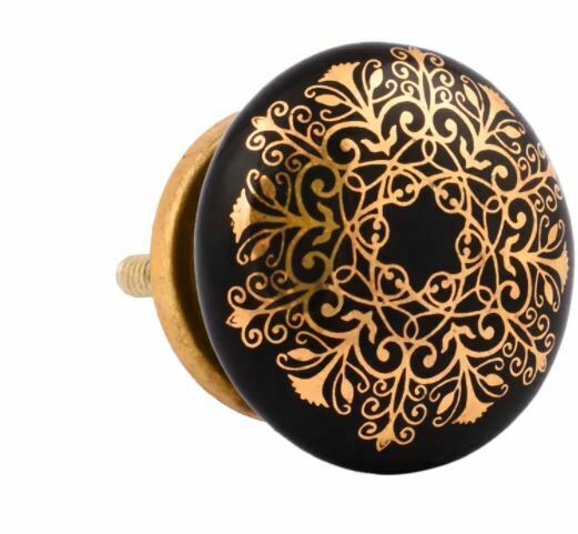 ceramic cabinet knobs: Gold And Black Ceramic Knob