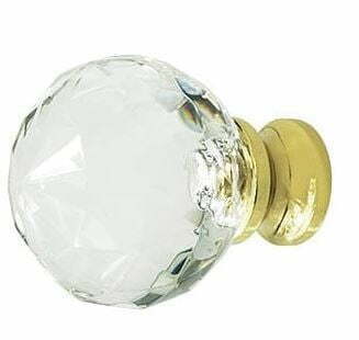 crystal cabinet knobs: Medium Globe Style Cut Crystal Knob With Solid Brass Base