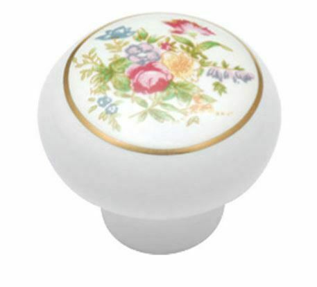 porcelain cabinet knobs: English Cozy Bouquet Knob with Gold Band